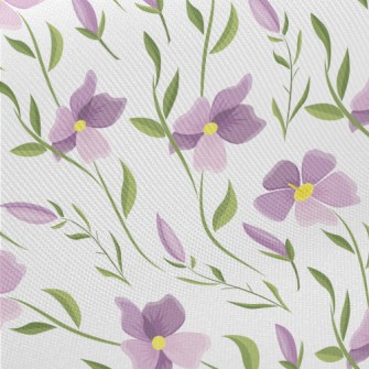 Cartoon Purple Flowers Midweight Cotton Poplin