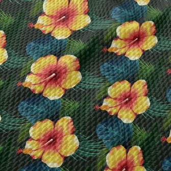 Orange Hibiscus Flower Birdseye Piqué