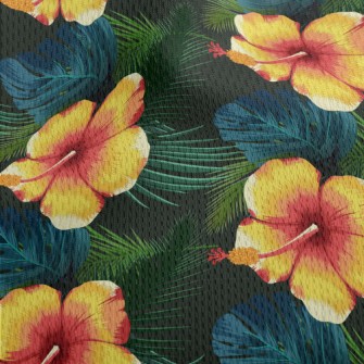 Orange Hibiscus Flower Athletic Mesh Flat Back