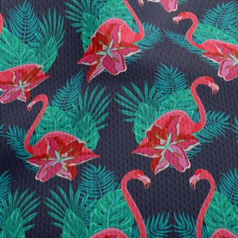 Flamingo And Hibiscus Athletic Mesh Flat Back