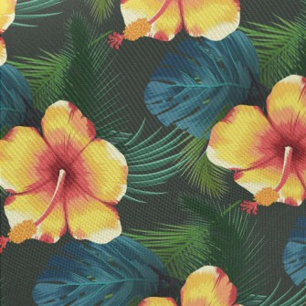 Orange Hibiscus Flower Twill