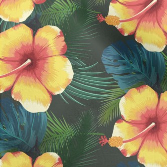 Orange Hibiscus Flower Micro Fleece