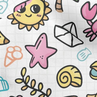 Beach Elements Graffiti Micro Fleece