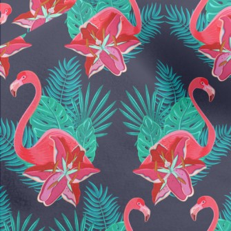 Flamingo And Hibiscus Micro Fleece