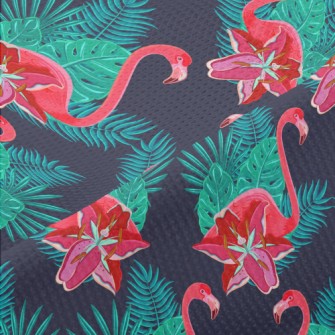 Flamingo And Hibiscus Piqué