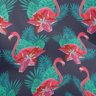 Flamingo And Hibiscus Lightweight Performance Linen
