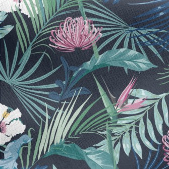 Tropical Plants And Flowers Jersey Backed Fleece