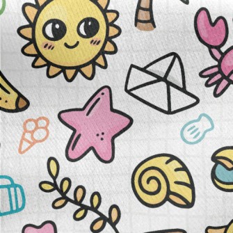 Beach Elements Graffiti Jersey Backed Fleece