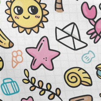 Beach Elements Graffiti Pongee