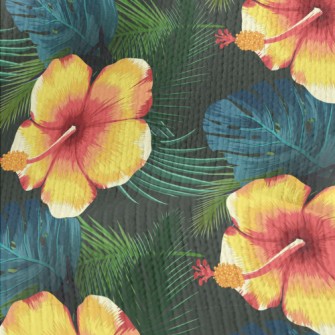 Orange Hibiscus Flower Stretch Jersey