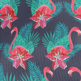 Flamingo And Hibiscus Stretch Jersey