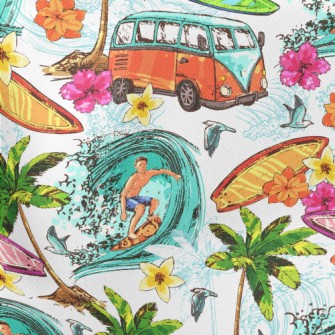 Beach Surfing Season Lightweight Cotton Poplin