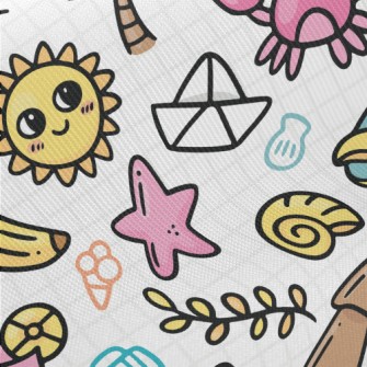 Beach Elements Graffiti Midweight Cotton Poplin