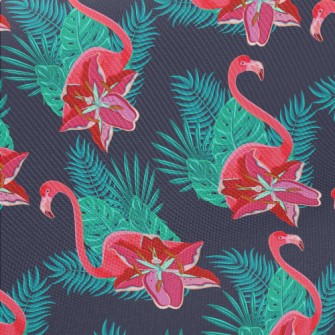 Flamingo And Hibiscus Midweight Cotton Poplin
