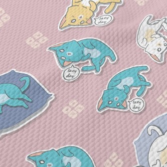 Lazy Kitten Lying In Bed Birdseye Piqué