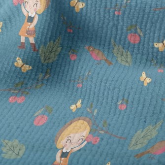 Little Girl Harvesting Fruits Terry