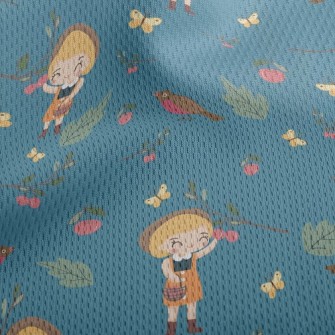 Little Girl Harvesting Fruits Athletic Mesh Flat Back