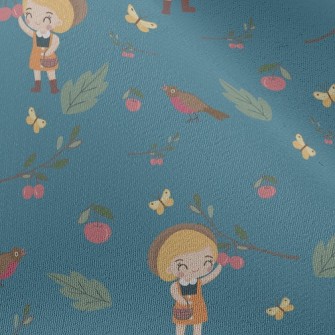 Little Girl Harvesting Fruits Chiffon