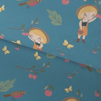 Little Girl Harvesting Fruits Waterproof Oxford