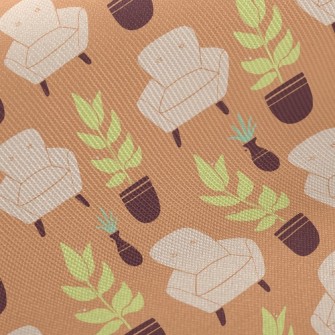 Potted Plants And Sofa Twill