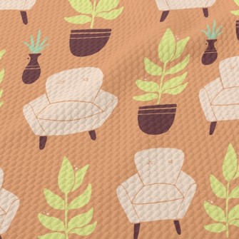Potted Plants And Sofa Birdseye Piqué