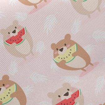 Happy Eating Watermelon Bear Twill