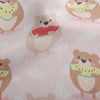Happy Eating Watermelon Bear Athletic Mesh Flat Back