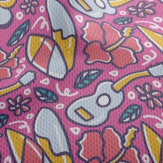 Summer Guitar Music Athletic Mesh Flat Back