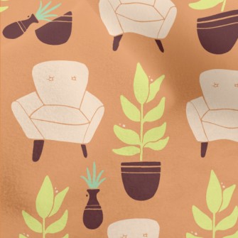Potted Plants And Sofa Micro Fleece