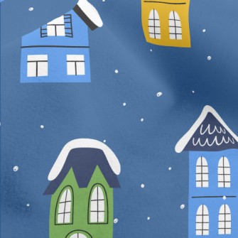 Colorful Snow House Micro Fleece