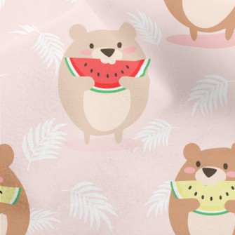 Happy Eating Watermelon Bear Micro Fleece