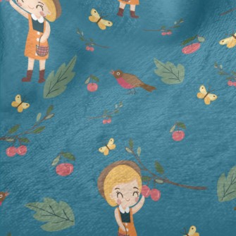 Little Girl Harvesting Fruits Minky