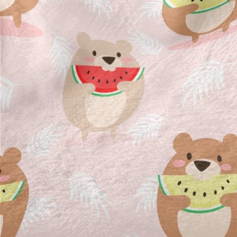 Happy Eating Watermelon Bear Minky