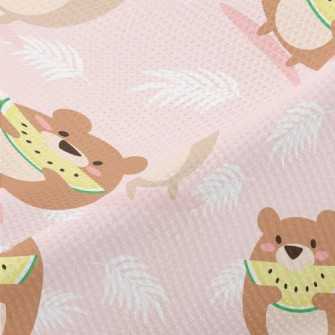 Happy Eating Watermelon Bear Piqué