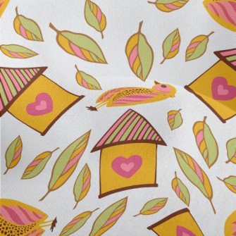 Cute Bird House Lightweight Performance Linen