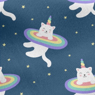 Happy Unicorn Cat Jersey Backed Fleece
