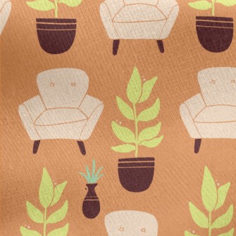 Potted Plants And Sofa Jersey Backed Fleece