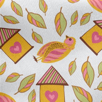 Cute Bird House Jersey Backed Fleece