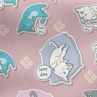 Lazy Kitten Lying In Bed Jersey Backed Fleece