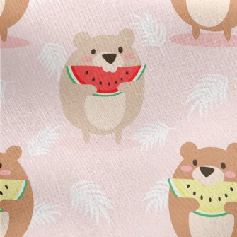 Happy Eating Watermelon Bear Jersey Backed Fleece