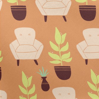 Potted Plants And Sofa Pongee
