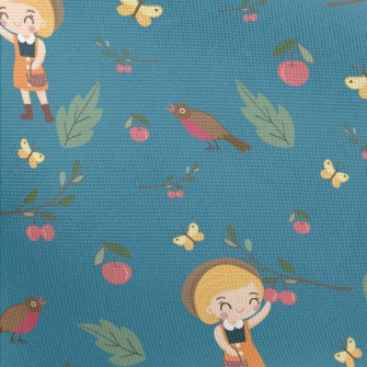 Little Girl Harvesting Fruits Pongee