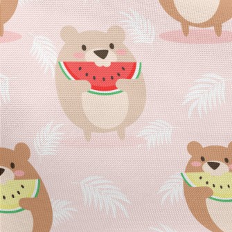 Happy Eating Watermelon Bear Pongee