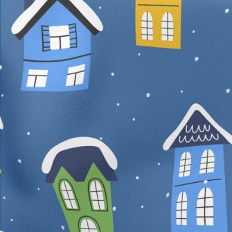 Colorful Snow House Lightweight Cotton Poplin