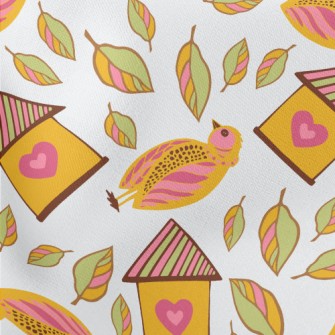 Cute Bird House Lightweight Cotton Poplin
