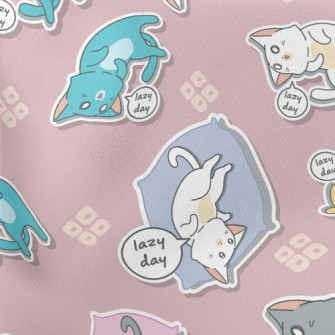 Lazy Kitten Lying In Bed Lightweight Cotton Poplin