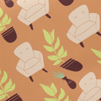 Potted Plants And Sofa Midweight Cotton Poplin