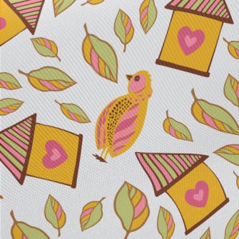 Cute Bird House Midweight Cotton Poplin