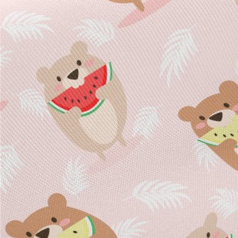 Happy Eating Watermelon Bear Midweight Cotton Poplin