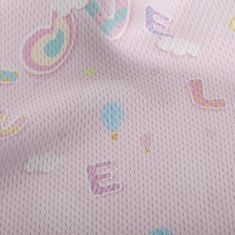 Cartoon Love Words Athletic Mesh Flat Back